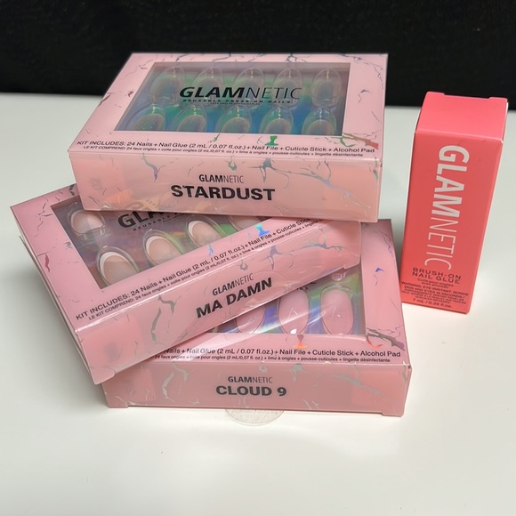 Glamnetic Other - Glamnetic press on nail bundle, 3 sets with extra glue.